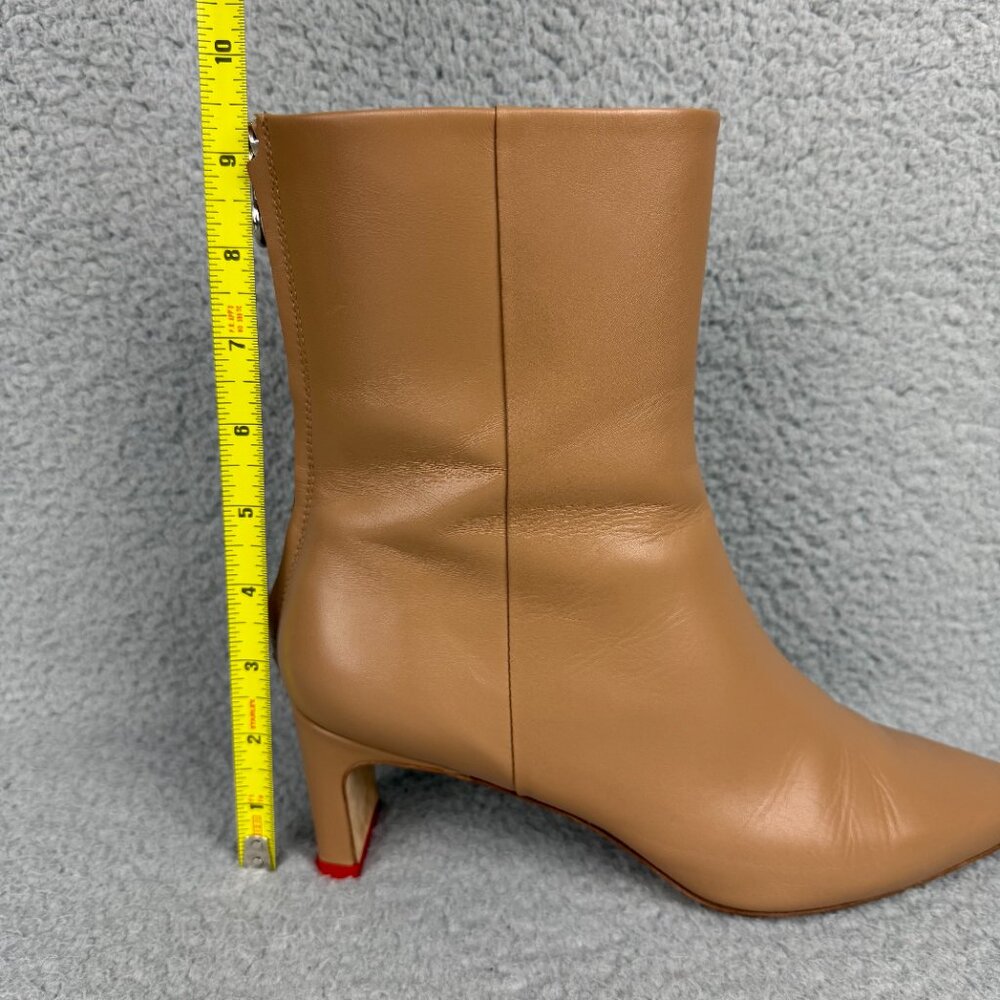 Aeyde Boots Womens 8 / EU 39 Shoes Tan Brown Ivy Leather Ankle Zip Booties Heels - Picture 11 of 11